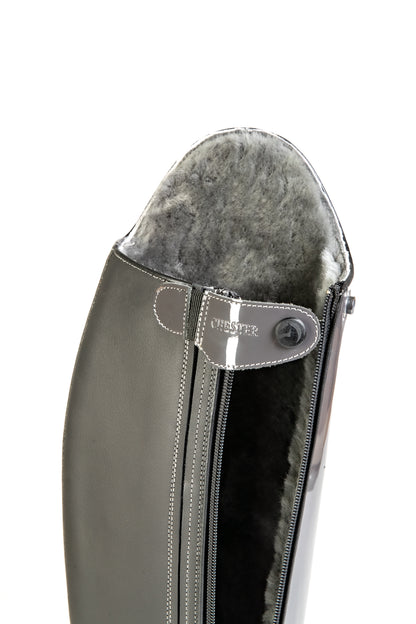 AACHEN GREY PATENT with sheep skin TBM