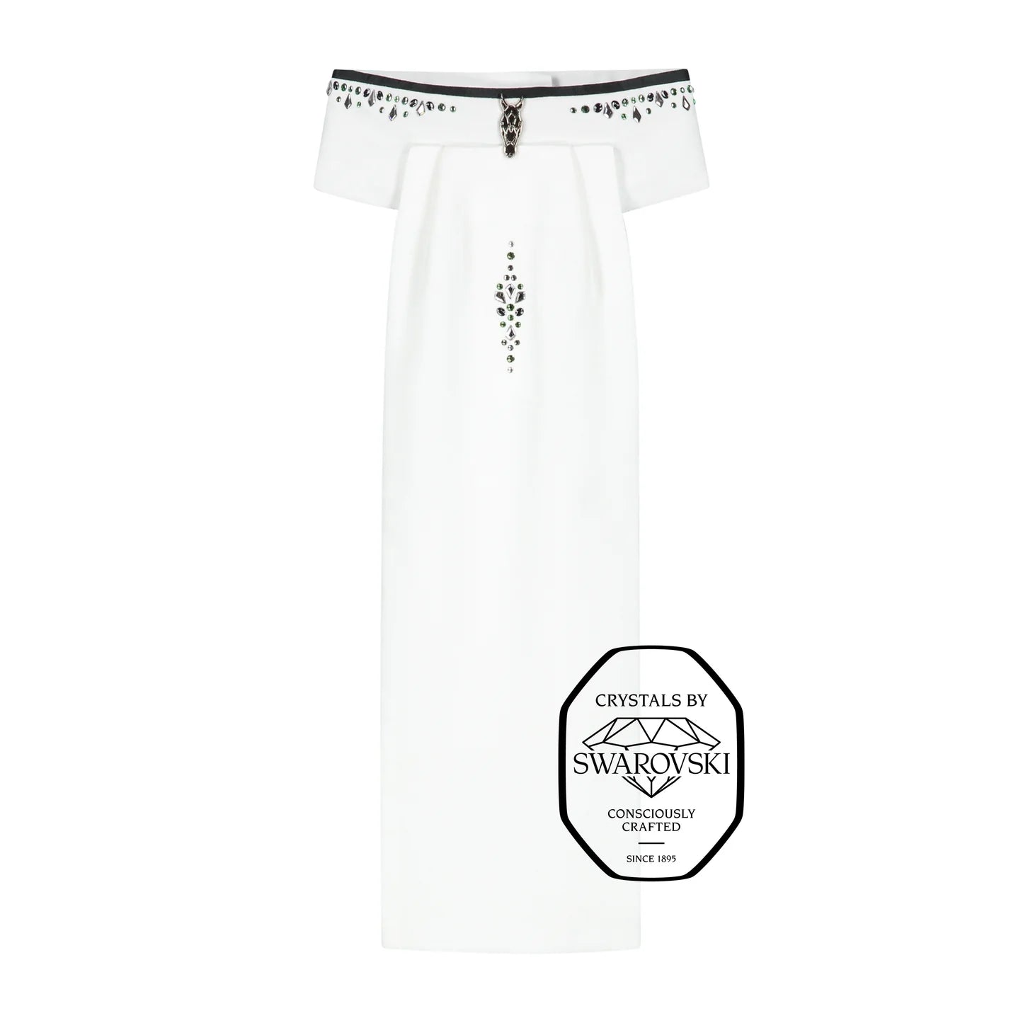 Plastron Zwarte Bies & Emerald z Detalami Swarovskiego