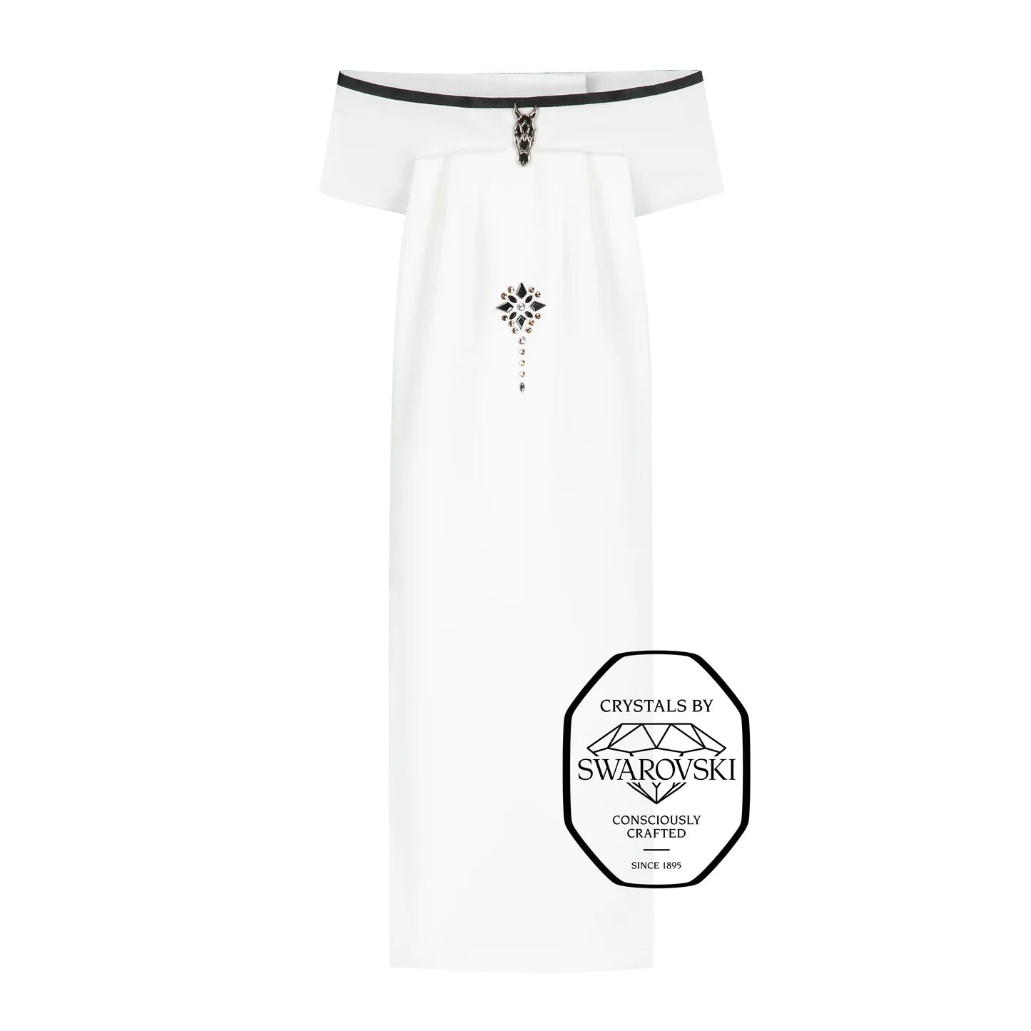 Plastron z czarną lamówką i detalami w kolorze szampana