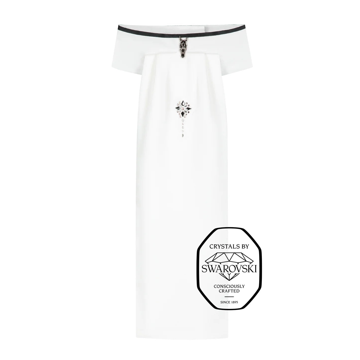 Plastron z czarną lamówką i różowo pudrowymi detalami