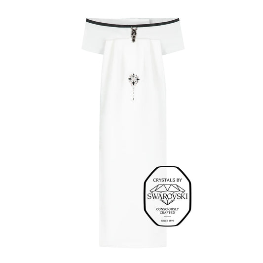 Plastron z czarną lamówką i różowo pudrowymi detalami